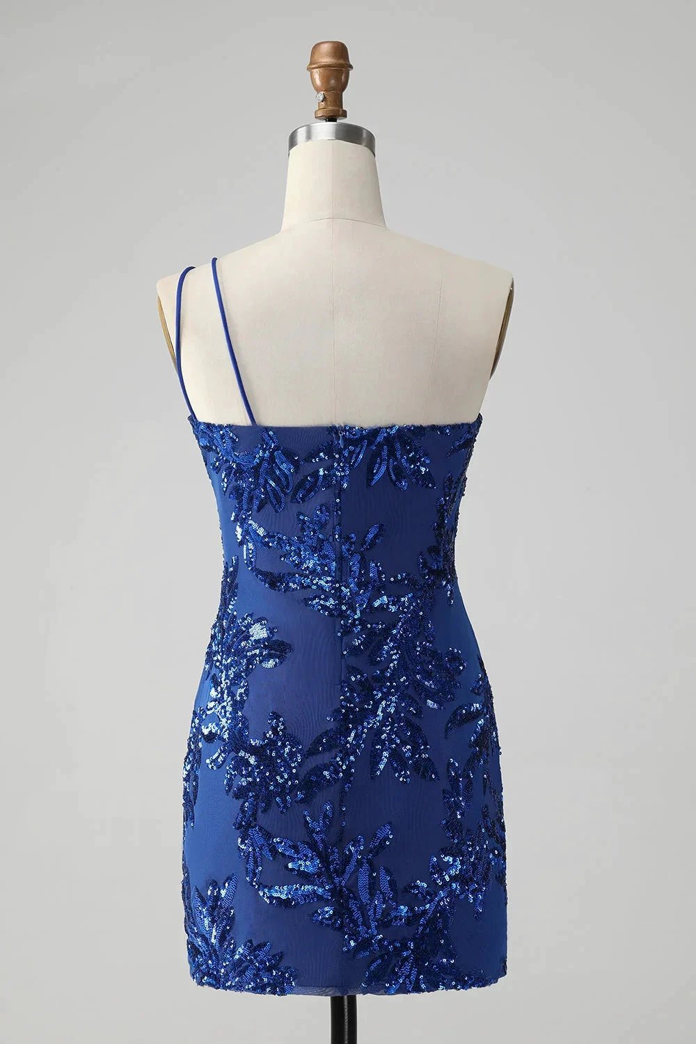 Classy Sparkly Pink Bodycon One Shoulder Sequins Homecoming Dress with Embroidery (ZD11495)