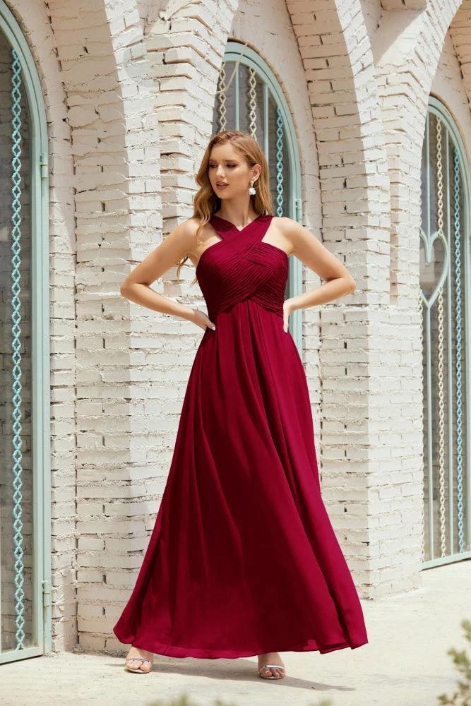 Halter Bridesmaid Dresses Formal Cocktail Prom Gown 28015 by numbersea