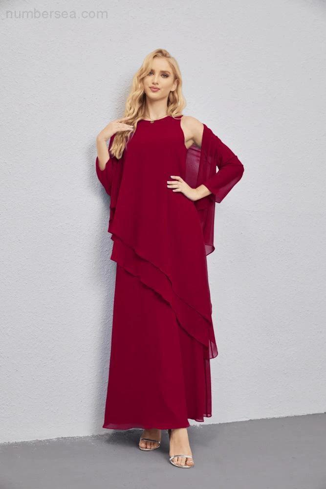 Mother of Bride Dresses with Open Front Lightweight Cardigan Formal Prom Gown  28081 (ZD16990)