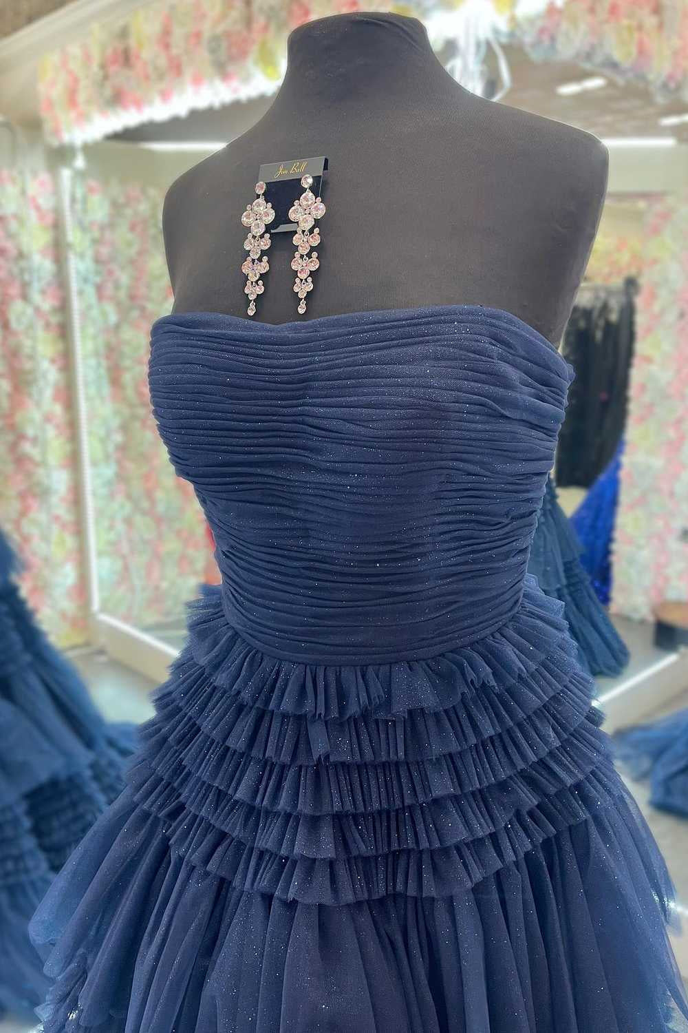 Trendy A Line Strapless Apricot Long Prom Dress with Ruffles - View 8 | VelvetHem