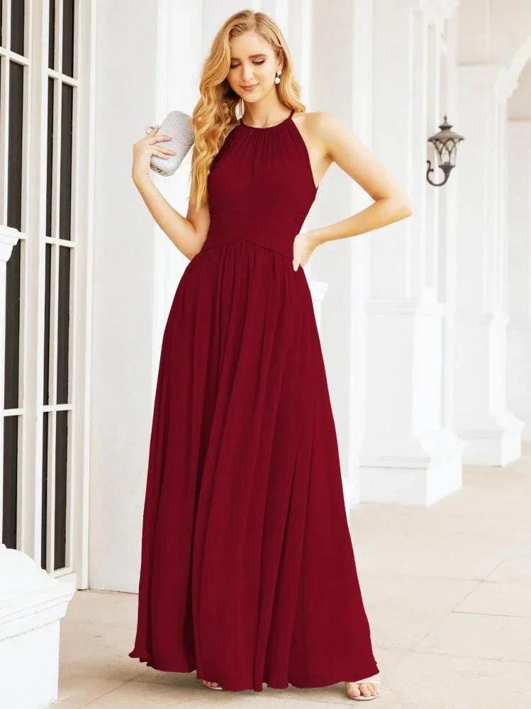 Numbersea Sleeveless Bridesmaid Dresses Long Prom Gown Zipper with Keyhole Back 28056 by numbersea