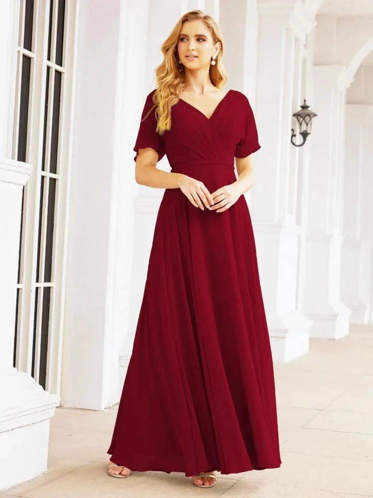 Numbersea Formal Prom Gowns for Mother of The Bride Short Sleeves Bridesmaid Dress 28049 by numbersea
