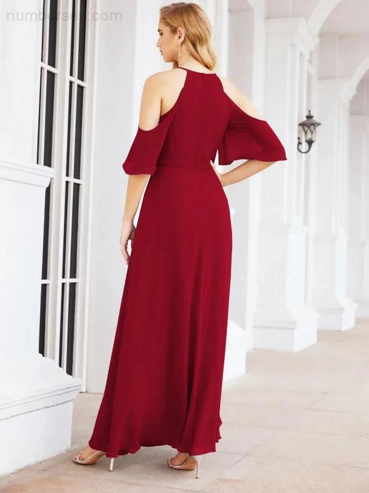 ZapDress Cold Shoulder Bridesmaid Dresses A-Line Long Formal Evening Gowns 28074 (ZD17048)