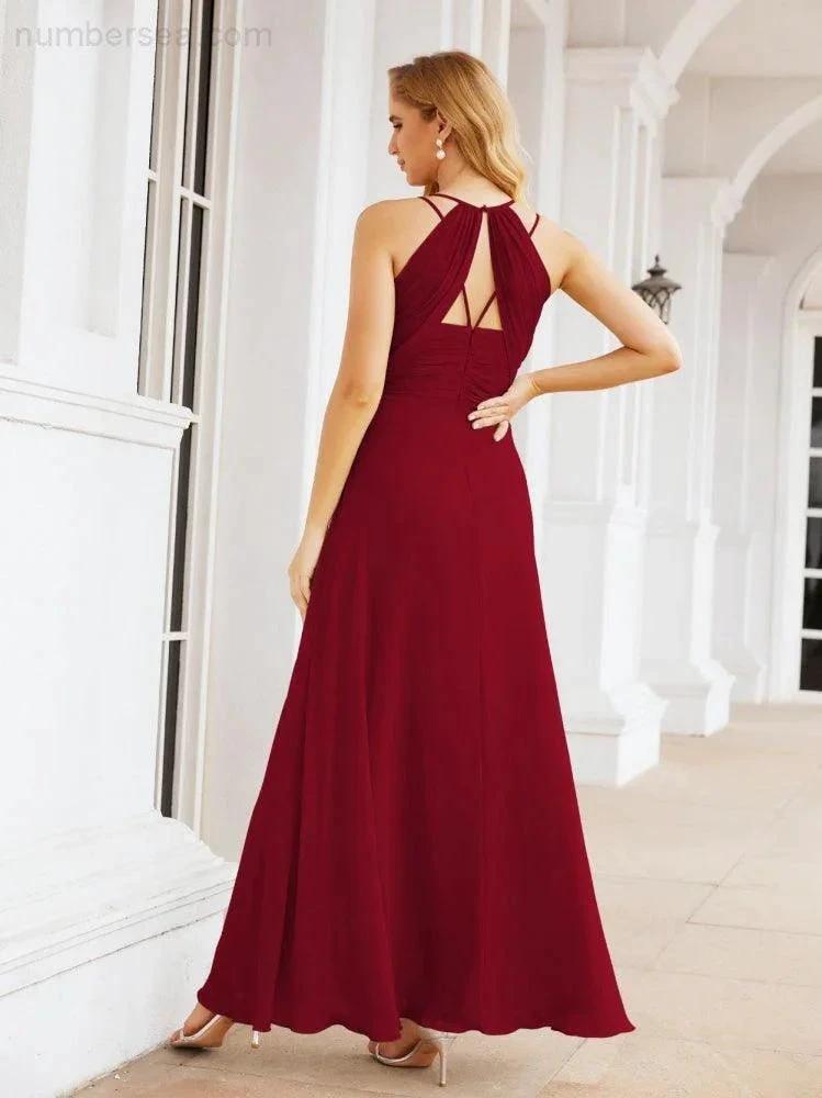 ZapDress Double Spaghetti Straps Bridesmaid Dresses for Women Long Formal Party Dress Side Split 28051 (ZD17036)