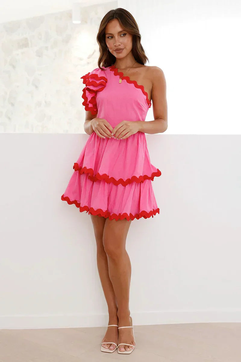 Zaira Chic Mini Dress Pink / Red Silhouette Collection