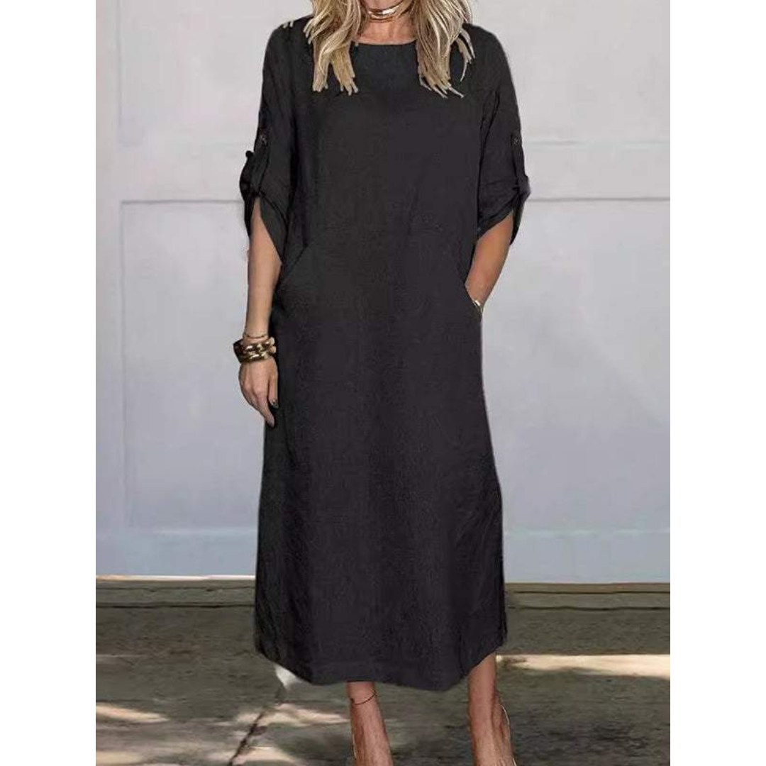 Selena Luxe Loose Midi Dress Elevated Occasion Wear