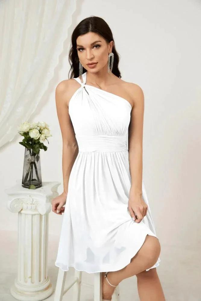 Numbersea Women Chiffon Short One Shoulder Bridesmaid Dress Formal Dresses for Party Homecoming 2804 by numbersea