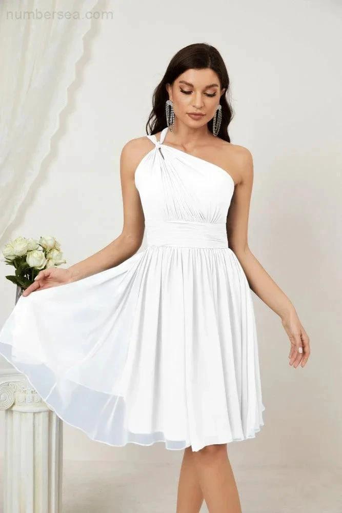 ZapDress Women Chiffon Short One Shoulder Bridesmaid Dress Formal Dresses for Party Homecoming  2804 (ZD16948)