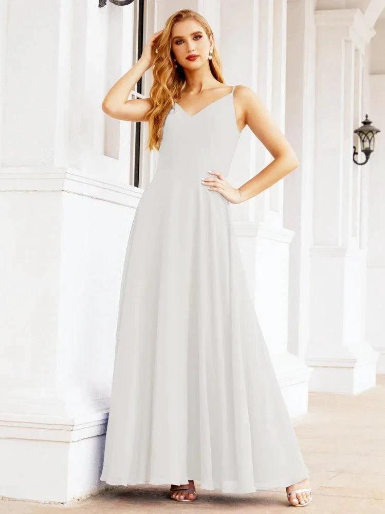 Numbersea Spaghetti Strap Bridesmaid Dresses V Neck Butterfly Back Fromal Evening Party Prom Gown 28036 by numbersea