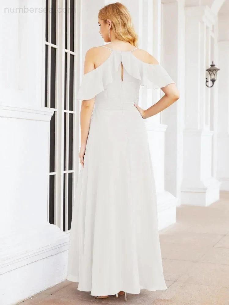ZapDress Cold Shoulder Long Bridesmaid Dresses Side Slit Formal Prom Gowns Party Wedding 28070 (ZD16993)