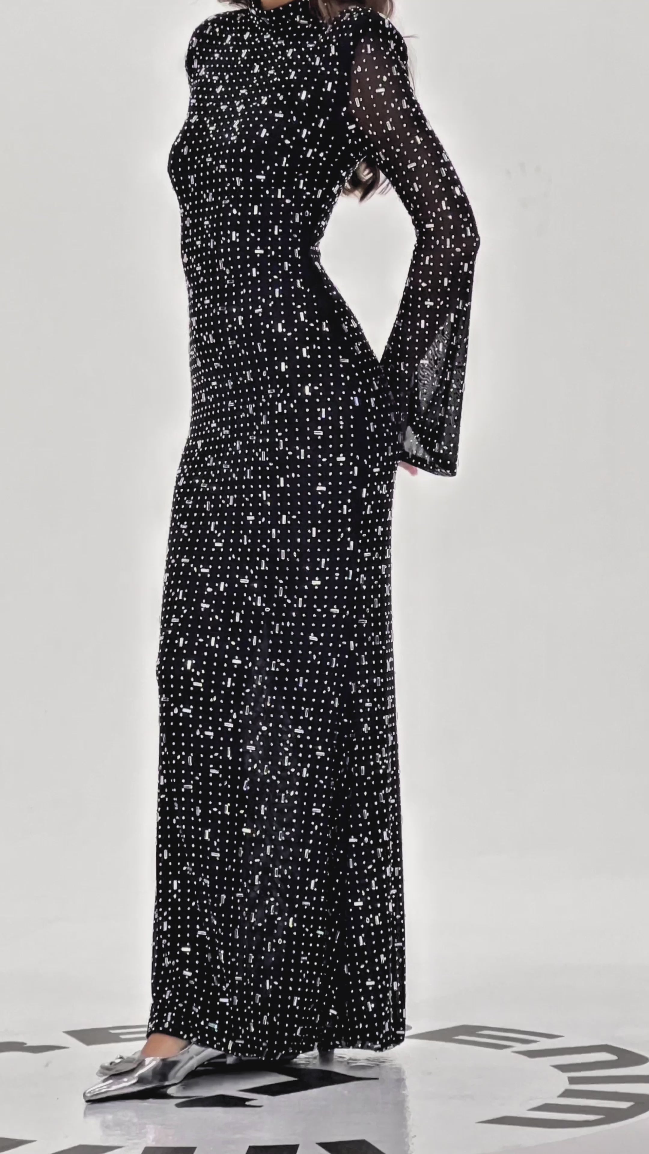 Andie Rhinestone Bodycon Long Sleeves Maxi Dress