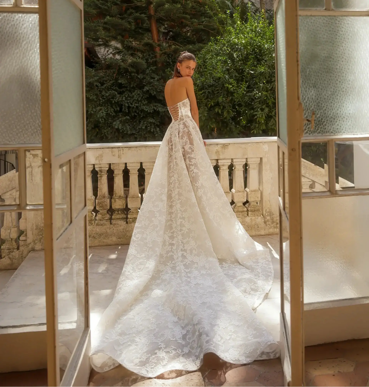 Bohemian Ivory Lace Sweetheart Neck High Slit Mermaid Wedding Dress ZP121