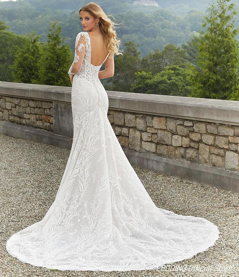 Wedding Dress Mermaid Lace Sweetheart Neckline With Detachable Full Sleeves Custom Made Plus Sizes Vestidos De Novia (ZD13531)