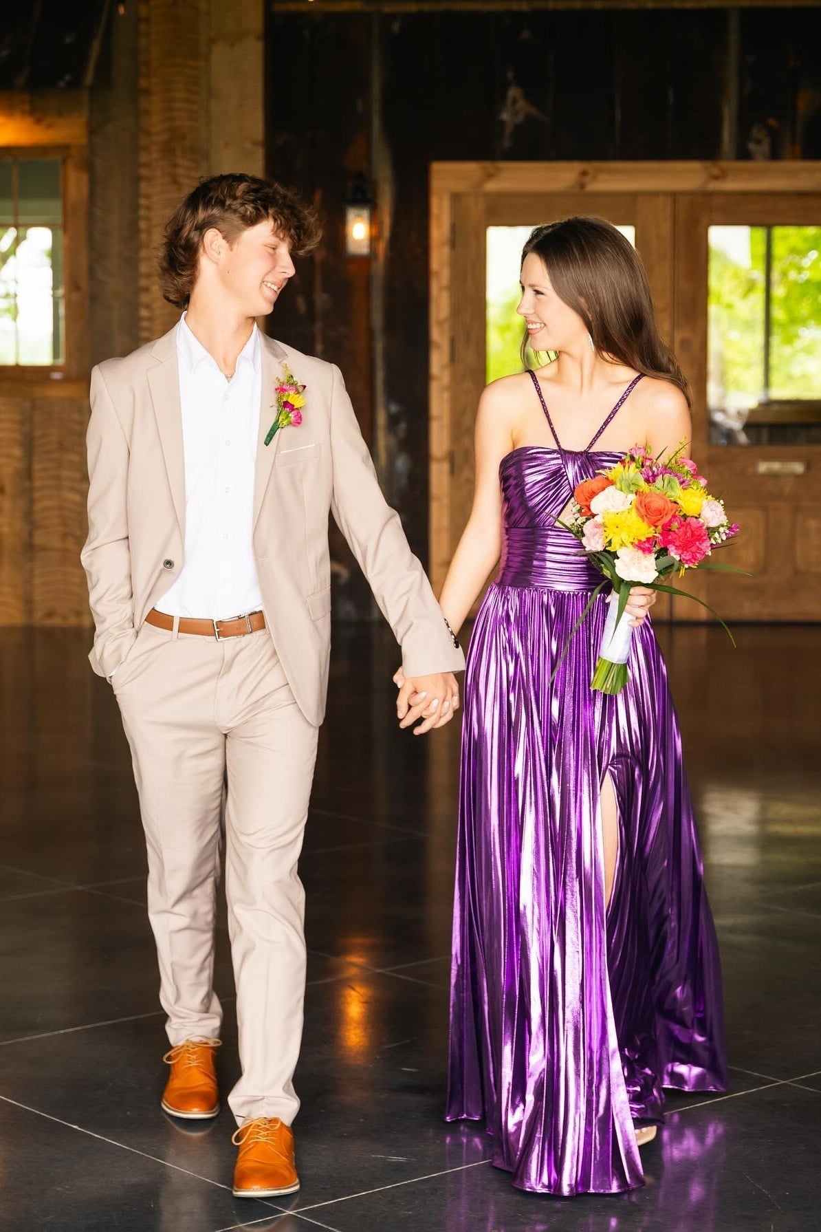 Sparkly Gold A-Line Halter Neck Long Prom Party Dress With Split
