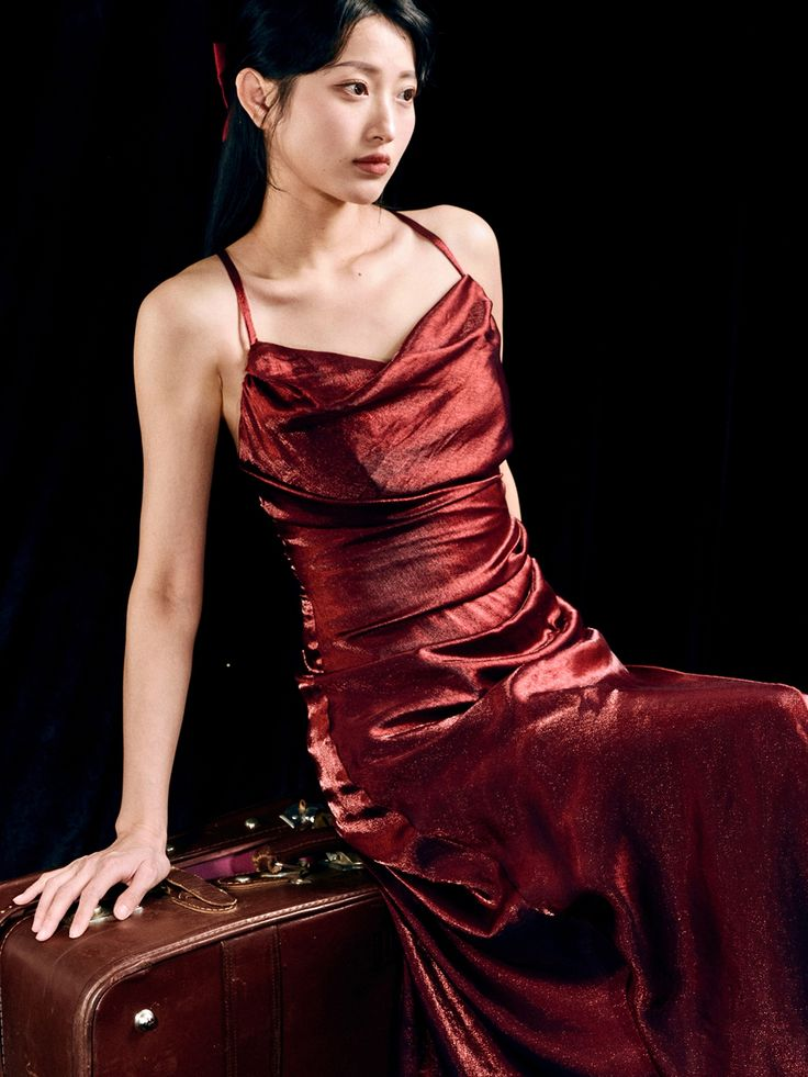 Sexy Red Satin Asymmetrical Flounce Hem Party Dress Evening Gown - View 5 | VelvetHem