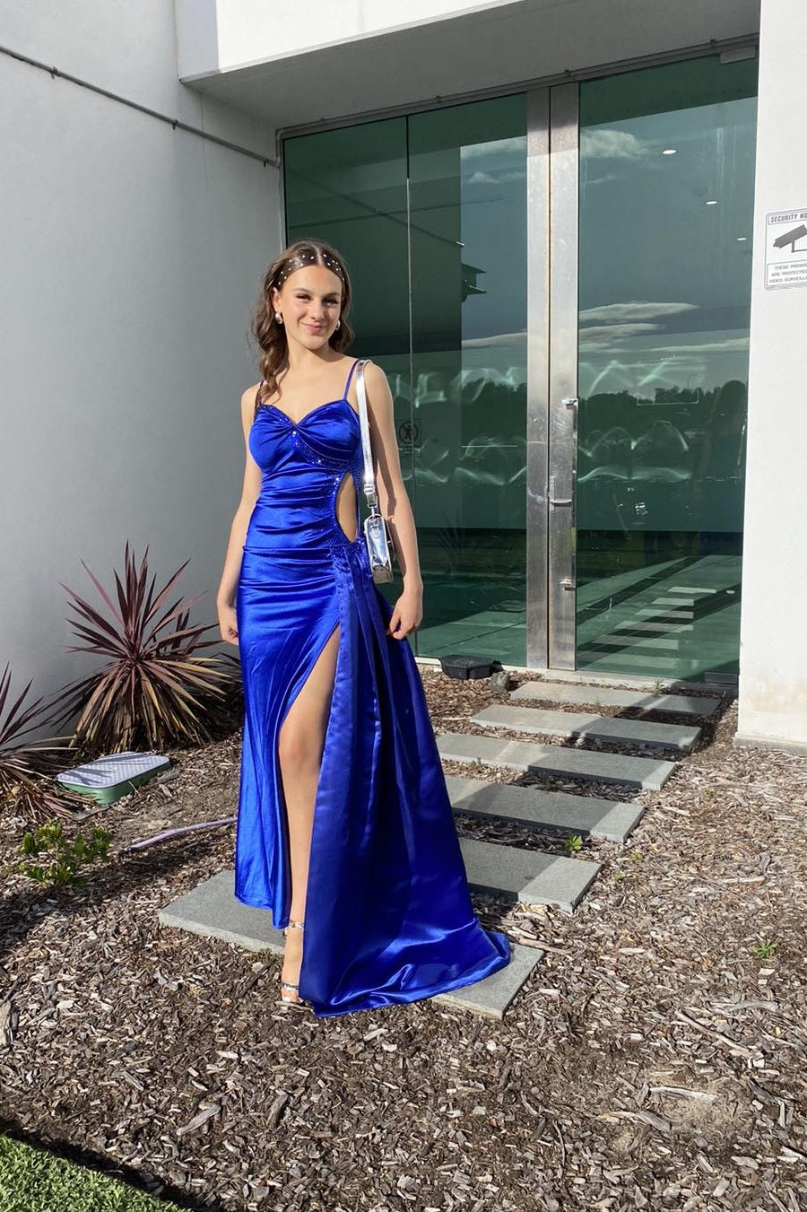 Trendy Mermaid Spaghetti Straps Royal Blue Long Prom Dress with Split Front - VelvetHem