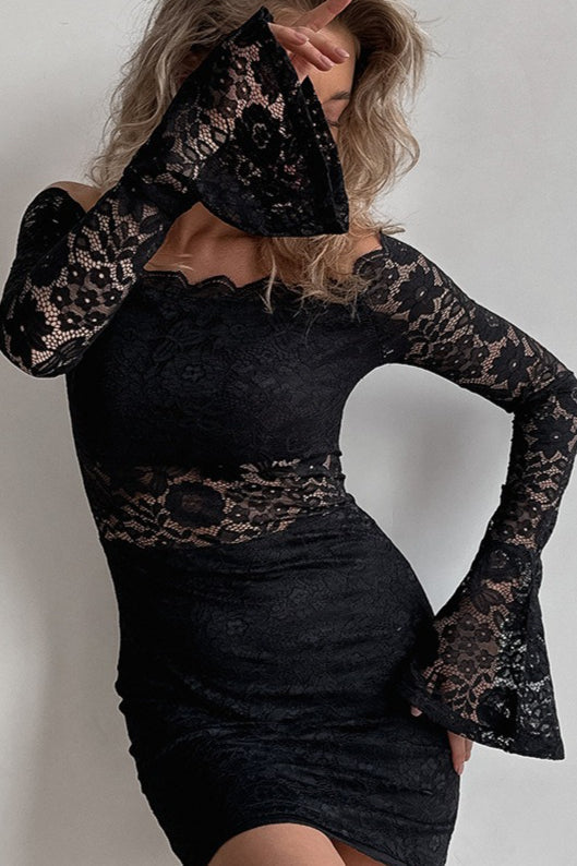 Off Shoulder Lace Bodycon Mini Dress