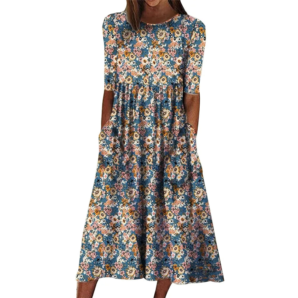 Gudelia Aesthetic Long Dress with Floral Print Boutique Collection