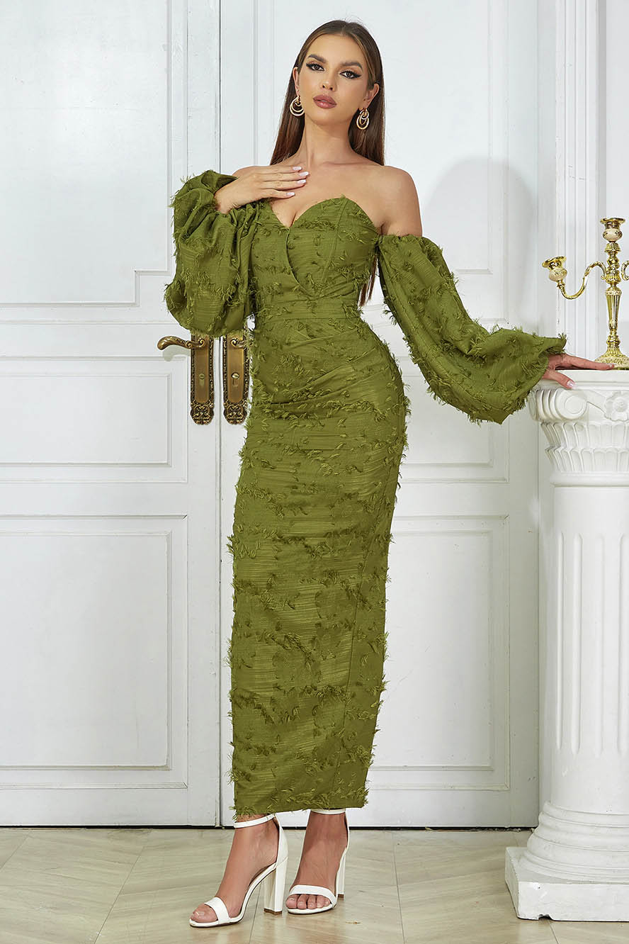 Lucía Minimalist Knitted Maxi Dress with Low Back Elevated Occasion Wear