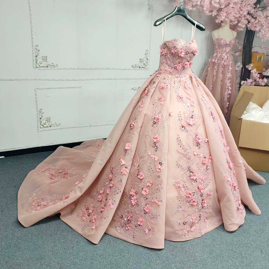 Gorgeous A Line Sweetheart Pink Ball Gown Quinceanera Dress with Appliques Flowers - View 5 | VelvetHem
