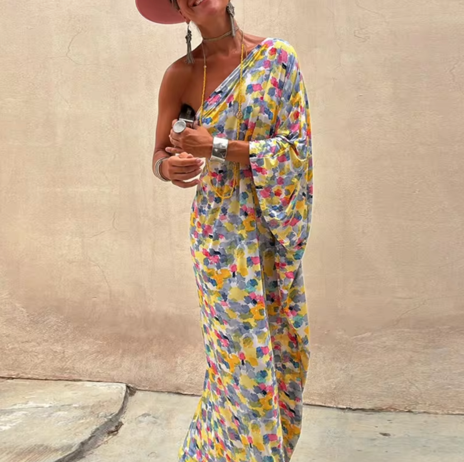 Rosetta Timeless Floral Print One Shoulder Maxi Dress Elevated Occasion Wear