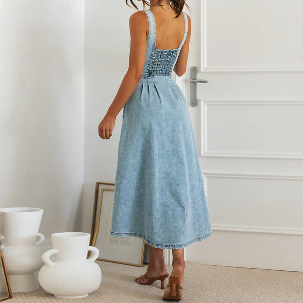 Denim Lush Midi Dress Blue