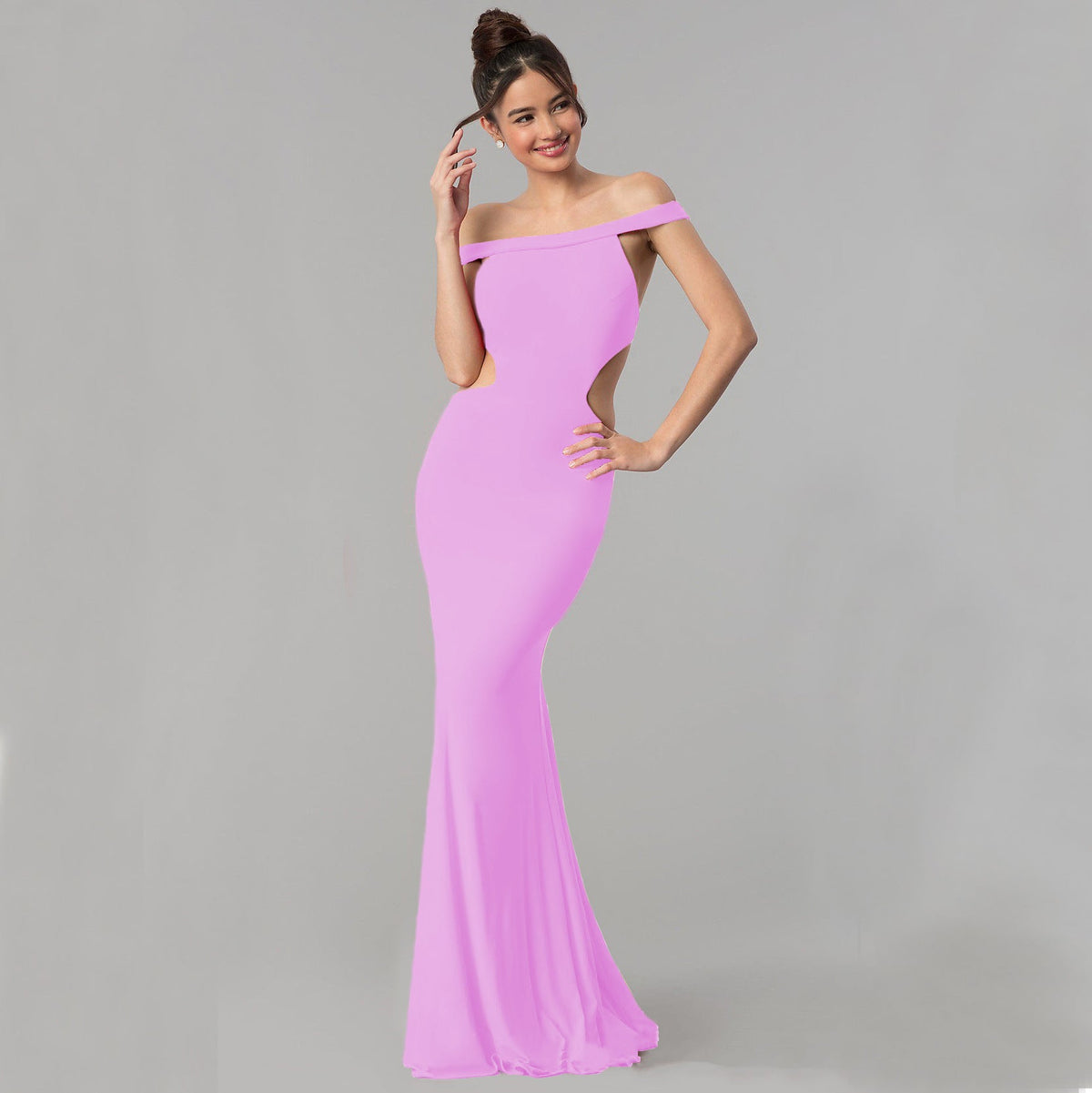 Women's Off Shoulder Maxi Evening Dress – Elegant Formal Gown