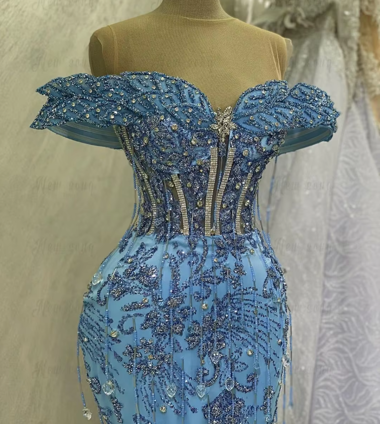 Mermaid Evening Dress Beaded Formal Prom Gown fg7062 - View 3 | VelvetHem