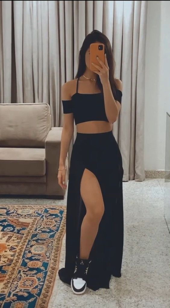 Black Evening Dresses, Sexy Two Piece Formal Prom Dresses