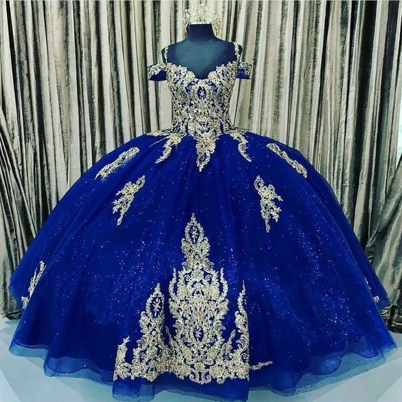 Blue Ball Gown Prom Dresses,Blue Evening Gown