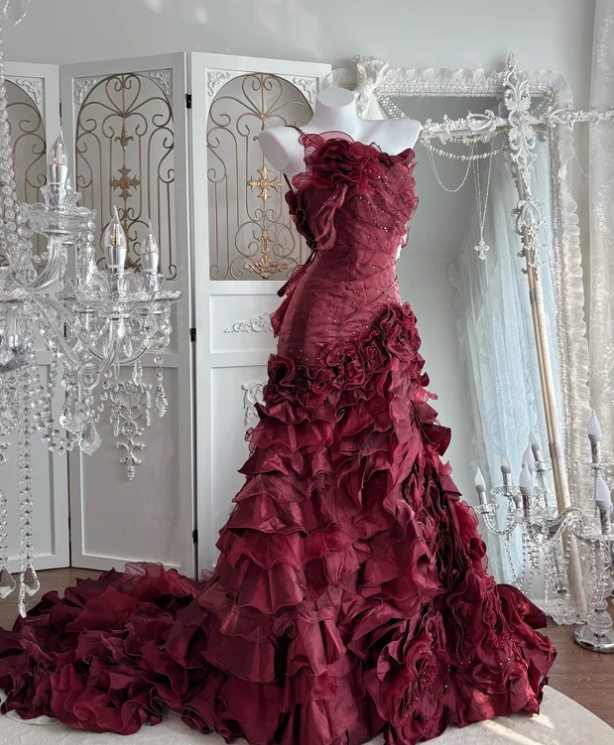 Ball Gown Burgundy Sweet 16 Dress Quinceanera Dresses - VelvetHem