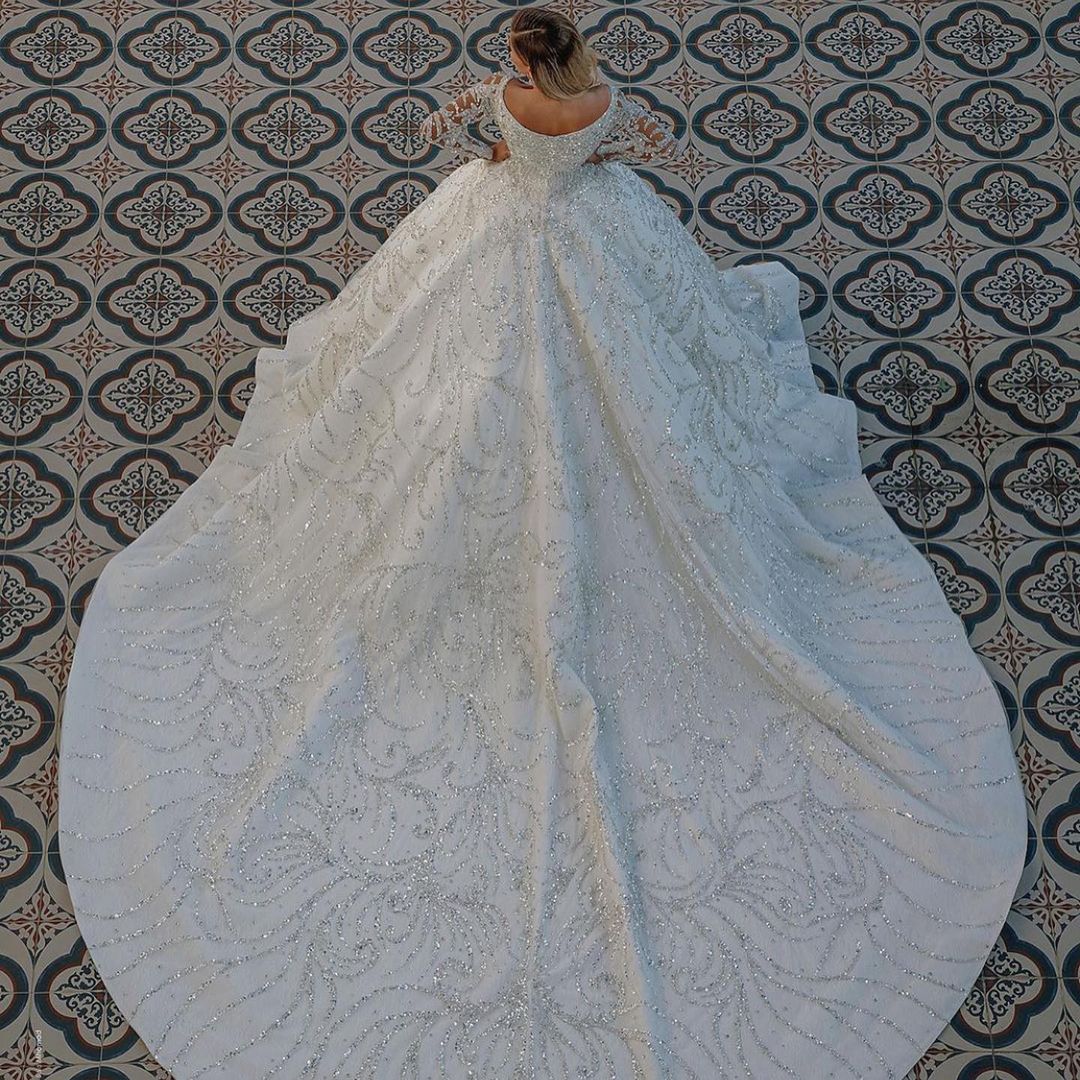 Bmbridal Long Sleeve Ball Gown Wedding Dress With Beads (ZD17404)