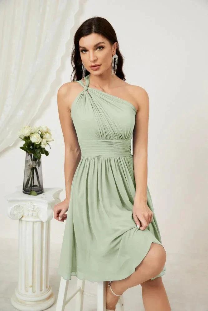 Numbersea Women Chiffon Short One Shoulder Bridesmaid Dress Formal Dresses for Party Homecoming 2804 by numbersea