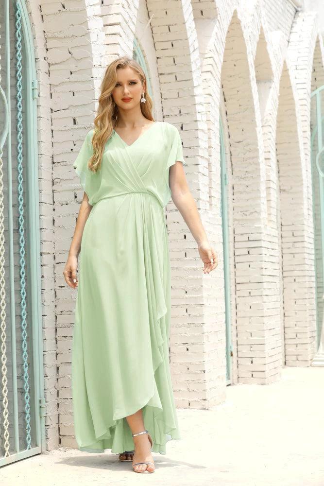 Numbersea Mother of The Bride Dresses Plus Size V-Neck Floor Length Formal Prom Dress for Wedding Guest 28020 by numbersea