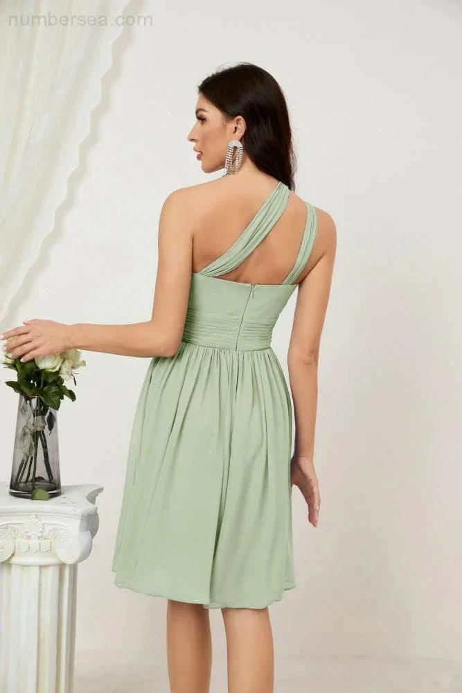 ZapDress Women Chiffon Short One Shoulder Bridesmaid Dress Formal Dresses for Party Homecoming  2804 (ZD16948)