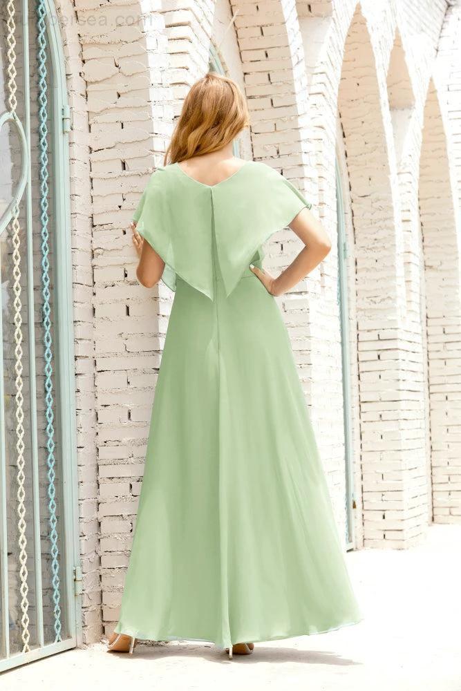 Zapdress Mother of The Bride Dresses Plus Size V-Neck Floor Length Formal Prom Dress for Wedding Guest 28020 (ZD17058)