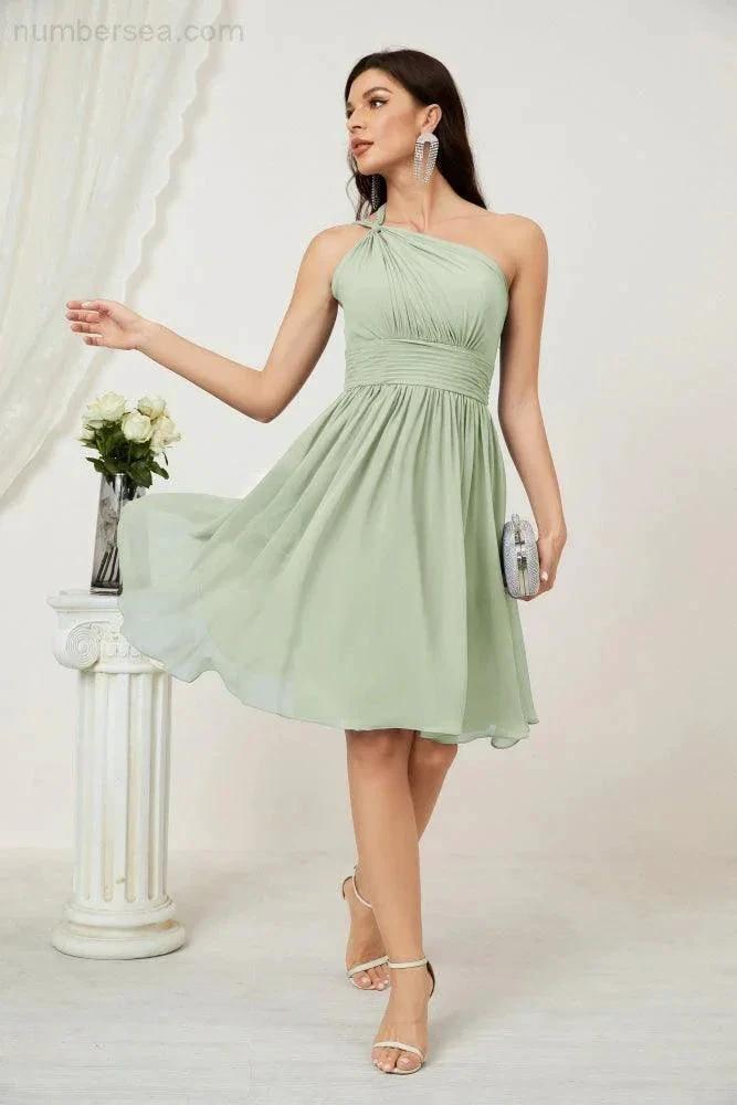 ZapDress Women Chiffon Short One Shoulder Bridesmaid Dress Formal Dresses for Party Homecoming  2804 (ZD16948)
