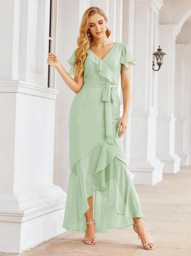 Numbersea Ruffled Bridesmaid Dresses Mermaid Formal Violin Evening Party Prom Gowns 28042 by numbersea