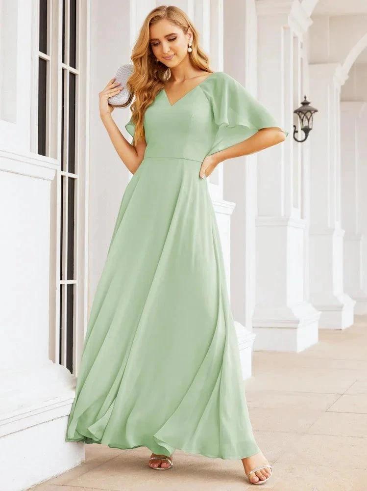 Numbersea Bridesmaid Dresses for Wedding Formal Evening Party Prom Gown with Cape 28050 by numbersea