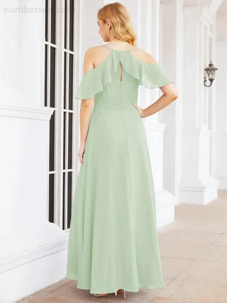ZapDress Cold Shoulder Long Bridesmaid Dresses Side Slit Formal Prom Gowns Party Wedding 28070 (ZD16993)