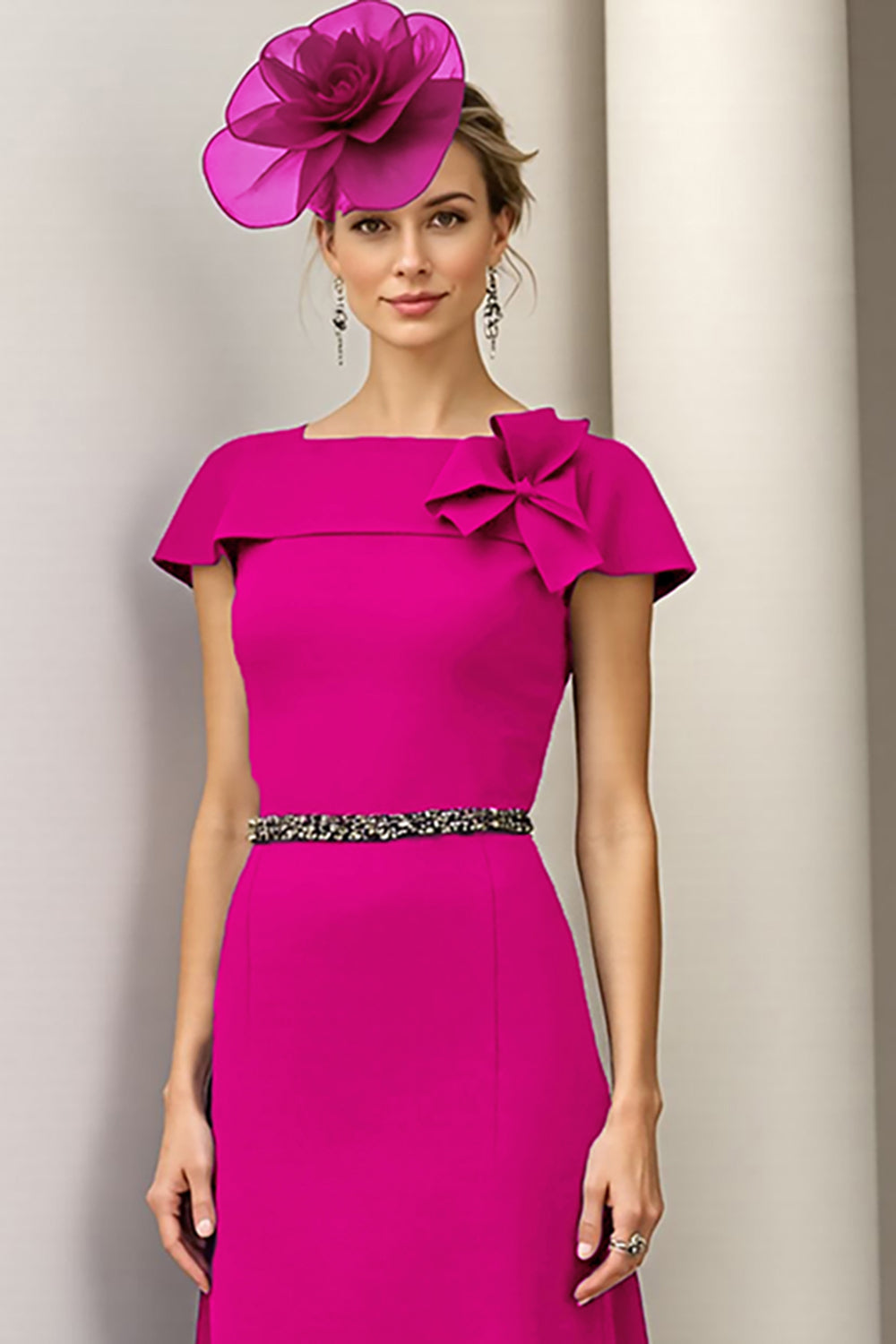 Burgundy A Line Floral Mother Of The Bride Dress