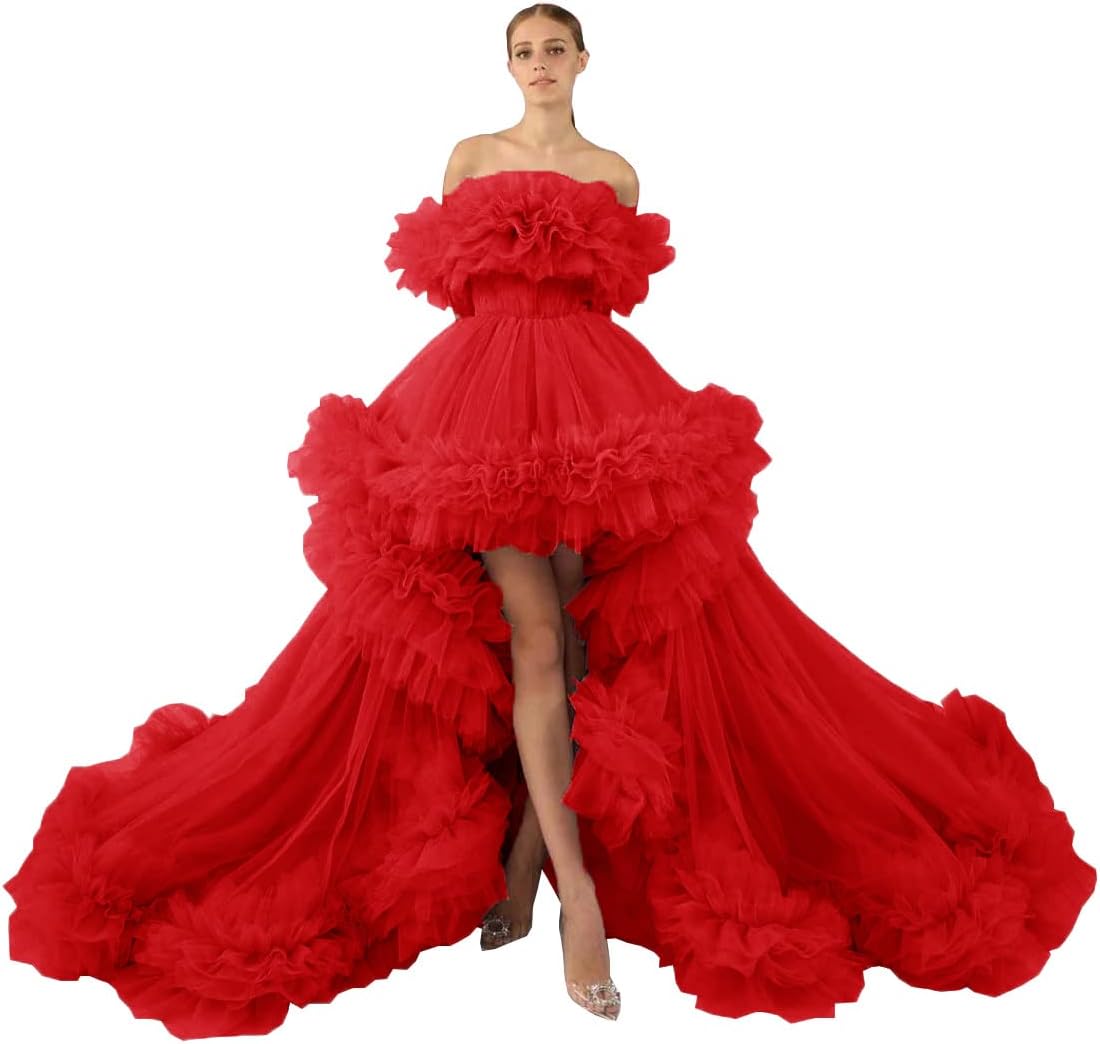 Ruffles Tulle Robe for Maternity Photoshoot Sheer Off Shoulder Maternity Robe Pregnant Baby Shower Prom Gown