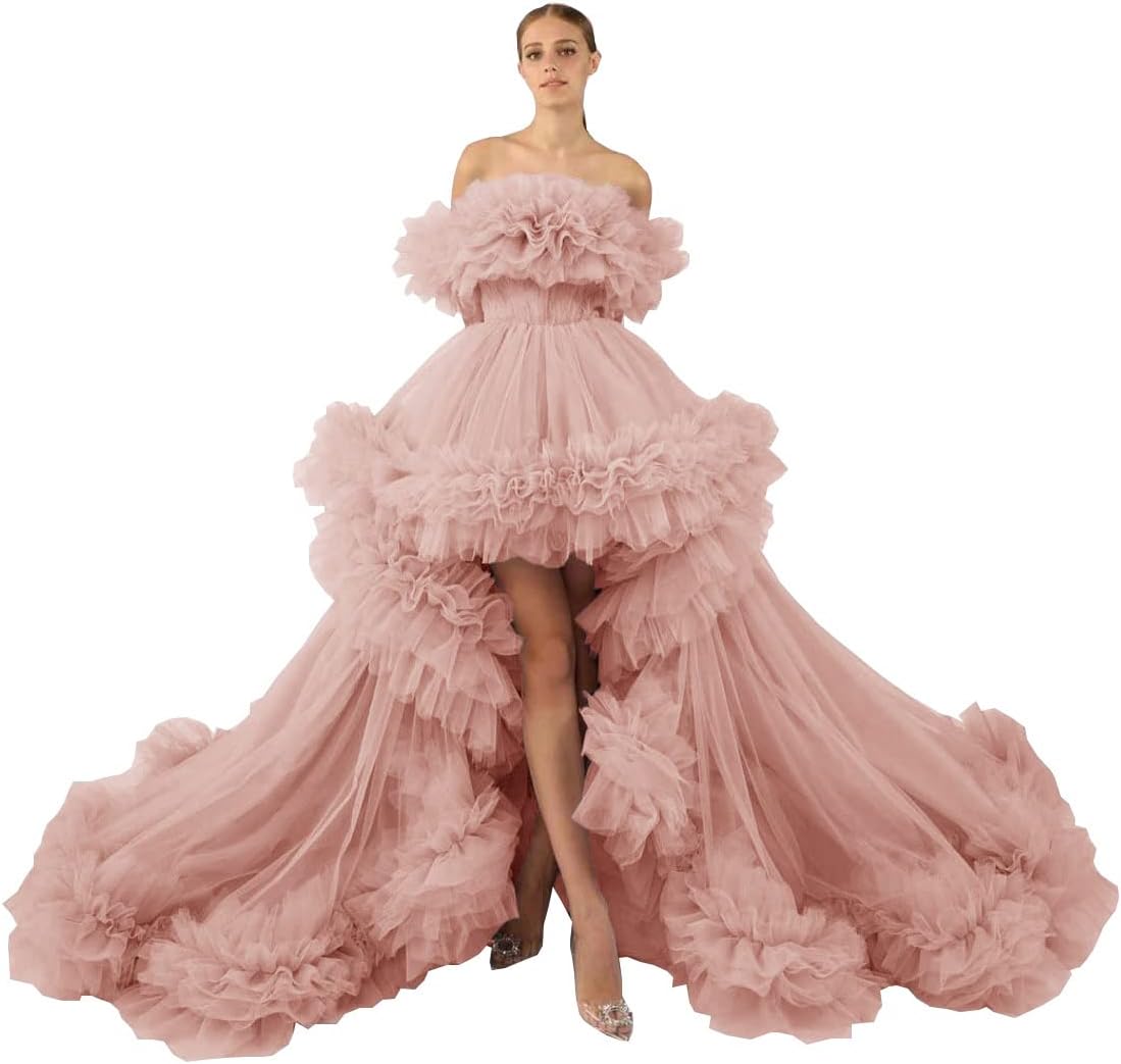 Ruffles Tulle Robe for Maternity Photoshoot Sheer Off Shoulder Maternity Robe Pregnant Baby Shower Prom Gown
