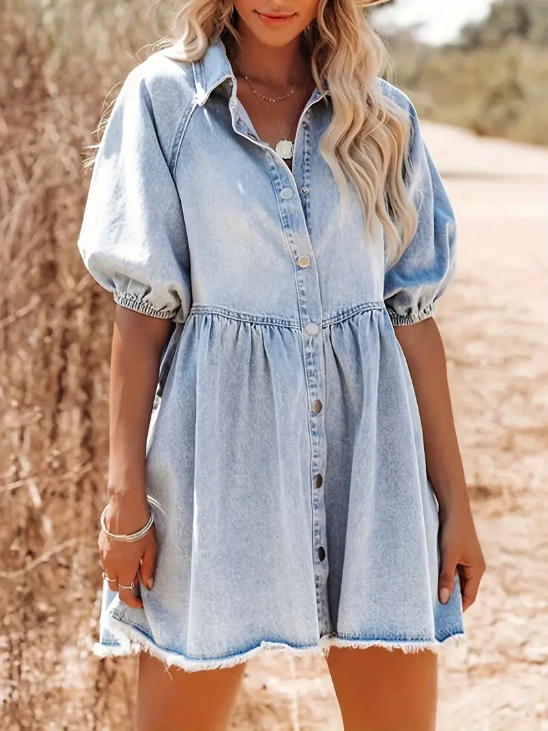 Alessia Aesthetic Mini Dress Made of Cotton Denim Designer Edit