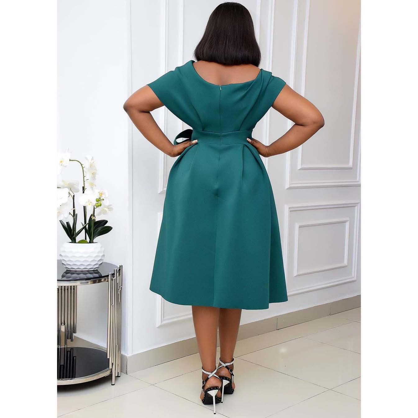 Samanta Statement Graceful V Neck Slim Evening Dress Wear Edit