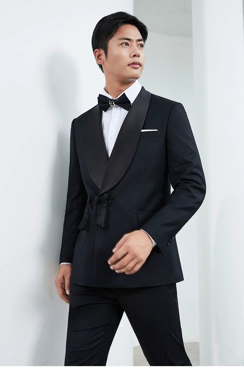 Custom Tailored Black Tuxedo for Weddings and Formal Events (ZD17084)