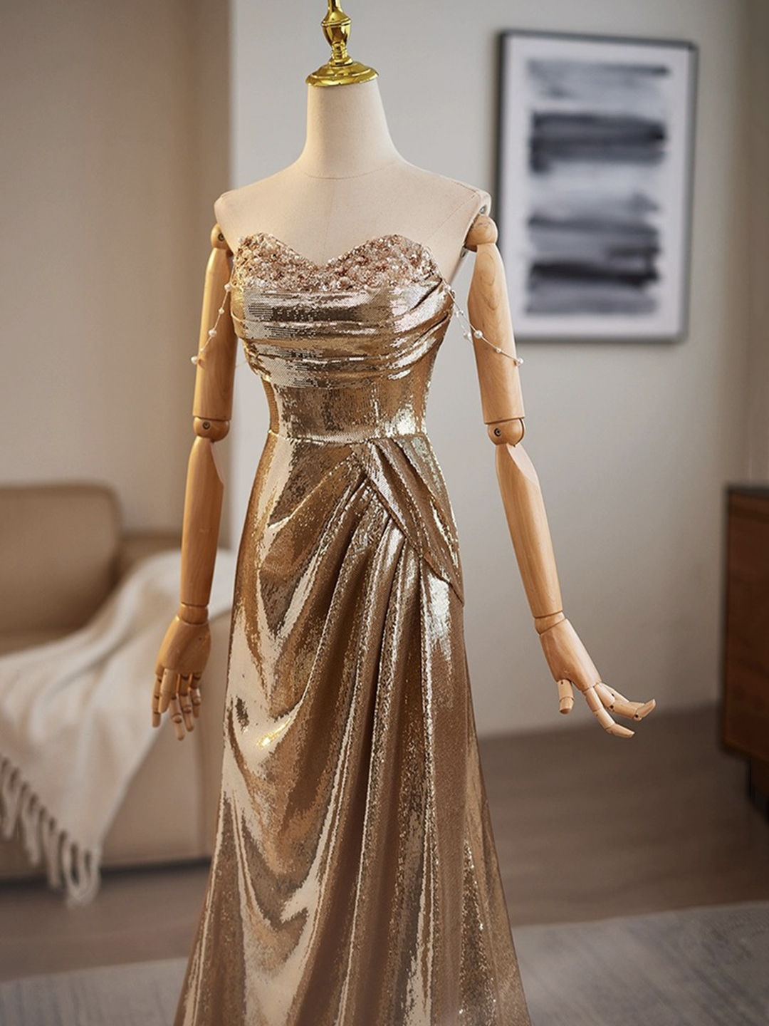 Gorgeous Sequins Mermaid Evening Dress Formal Prom Party Gown - View 3 | VelvetHem