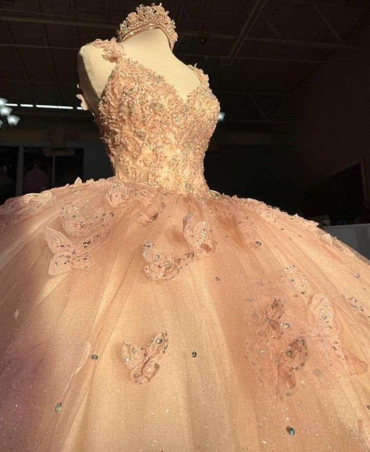 Glamorous Pink Tulle Sequin Beaded Appliques Quinceanera Dress Sweet 16 Dress With Bow - View 2 | VelvetHem