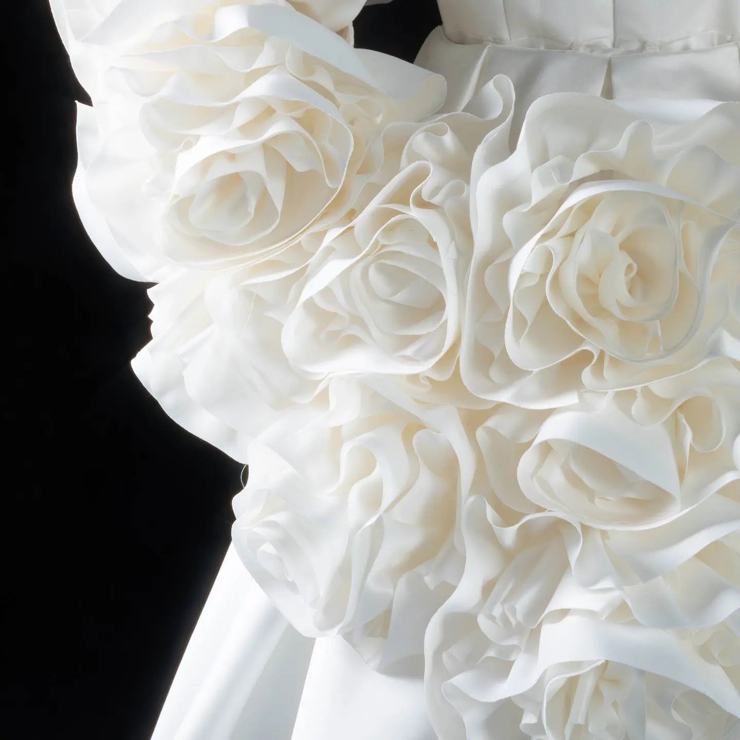 Ivory  Romantic A-Line Satin Wedding Dress 3D Rose Floral With Veil  ZP033