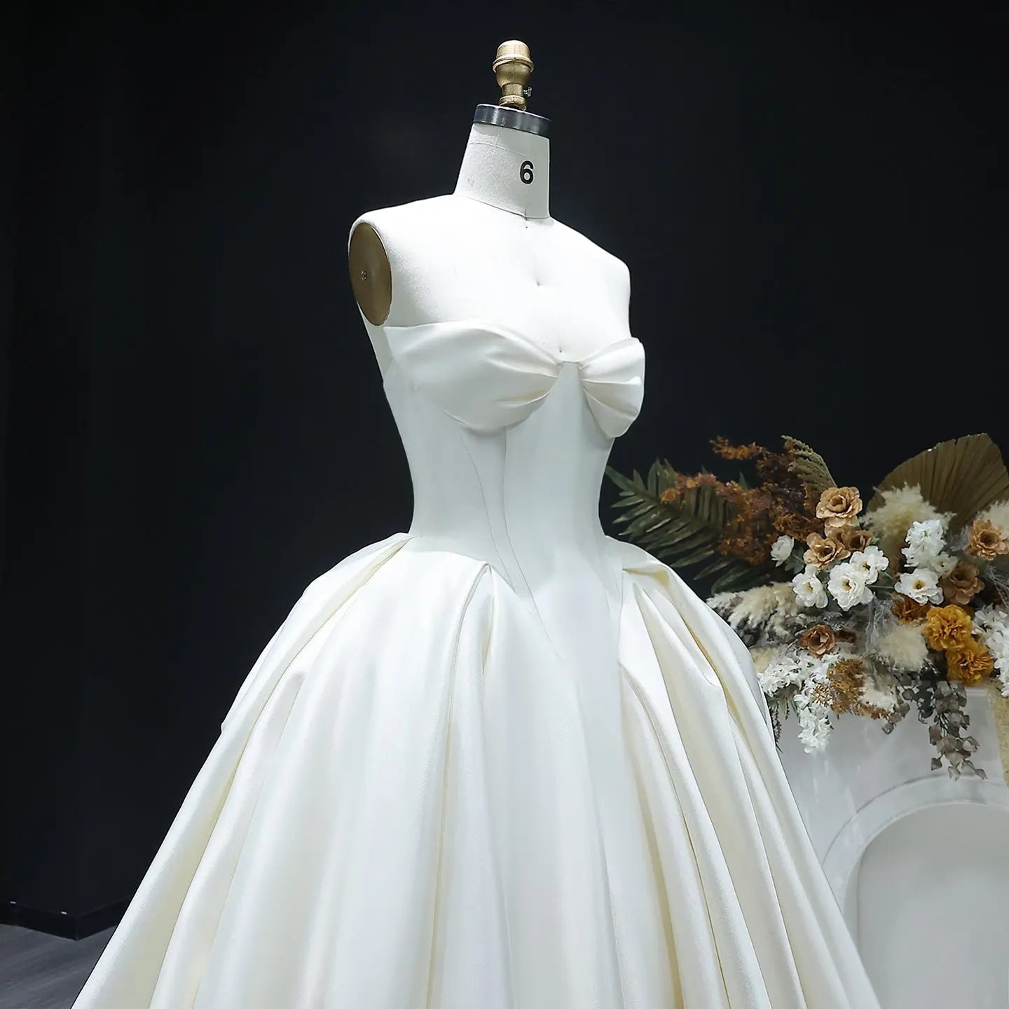 Luxury Sweetheart Satin Ball Gown Wedding Dress with Overskirt ZP185